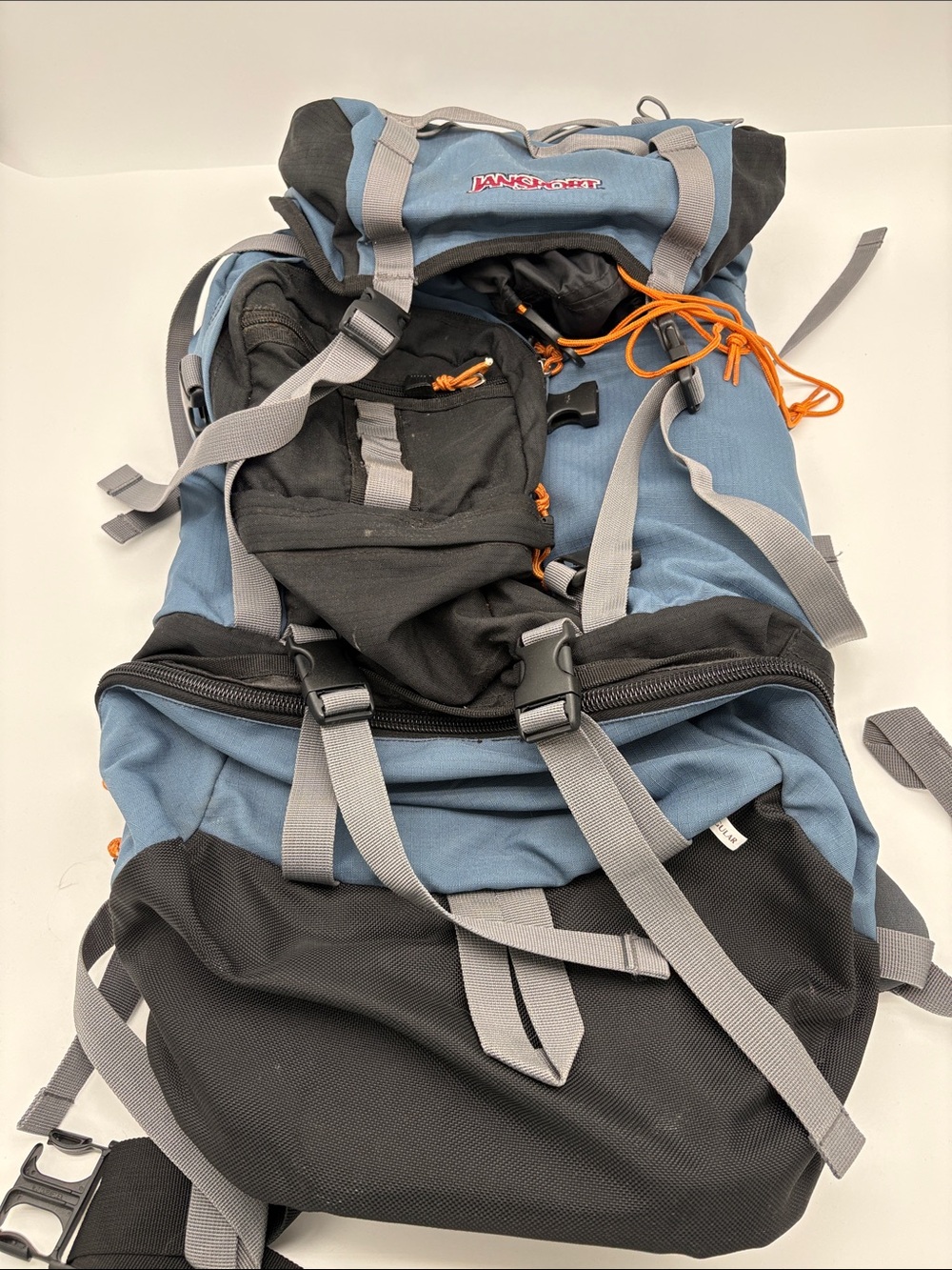 Jansport Blue Black Large Backpacking Metal Frame Backpack BLEMISH